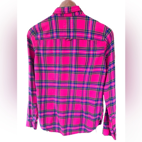 Abercrombie & Fitch Women’s Pink Plaid Flannel Long Sleeve Button Down Shirt S - Picture 4 of 12